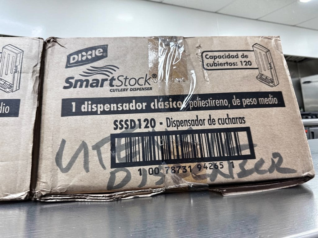 Brand-New Condition – Quantity 2 Dixie SSSD120 SmartStock® Commercial Spoon Dispensers – 120-Spoon Capacity Each – Translucent Black – Ready for Immediate Service!