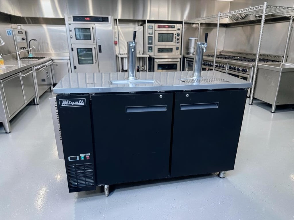 Exceptional Condition – Migali C-DD60-2-HC – 60" Two Door Direct Draw Beer Dispenser – 2 Tap Commercial Kegerator – 115V – Fully Tested & Operational!
