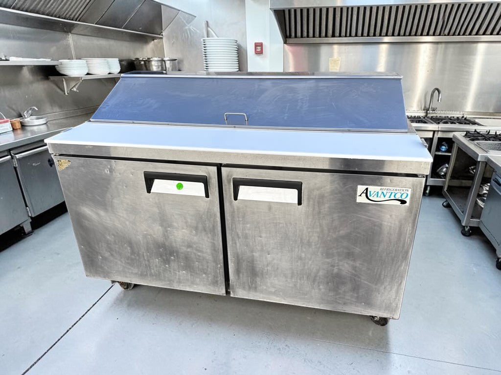 Superior Condition – Avantco SS-PT-60-HC – 60" Two-Door Refrigerated Sandwich / Salad Prep Table – 15 Cu. Ft. – 115V – Fully Tested & Operational!