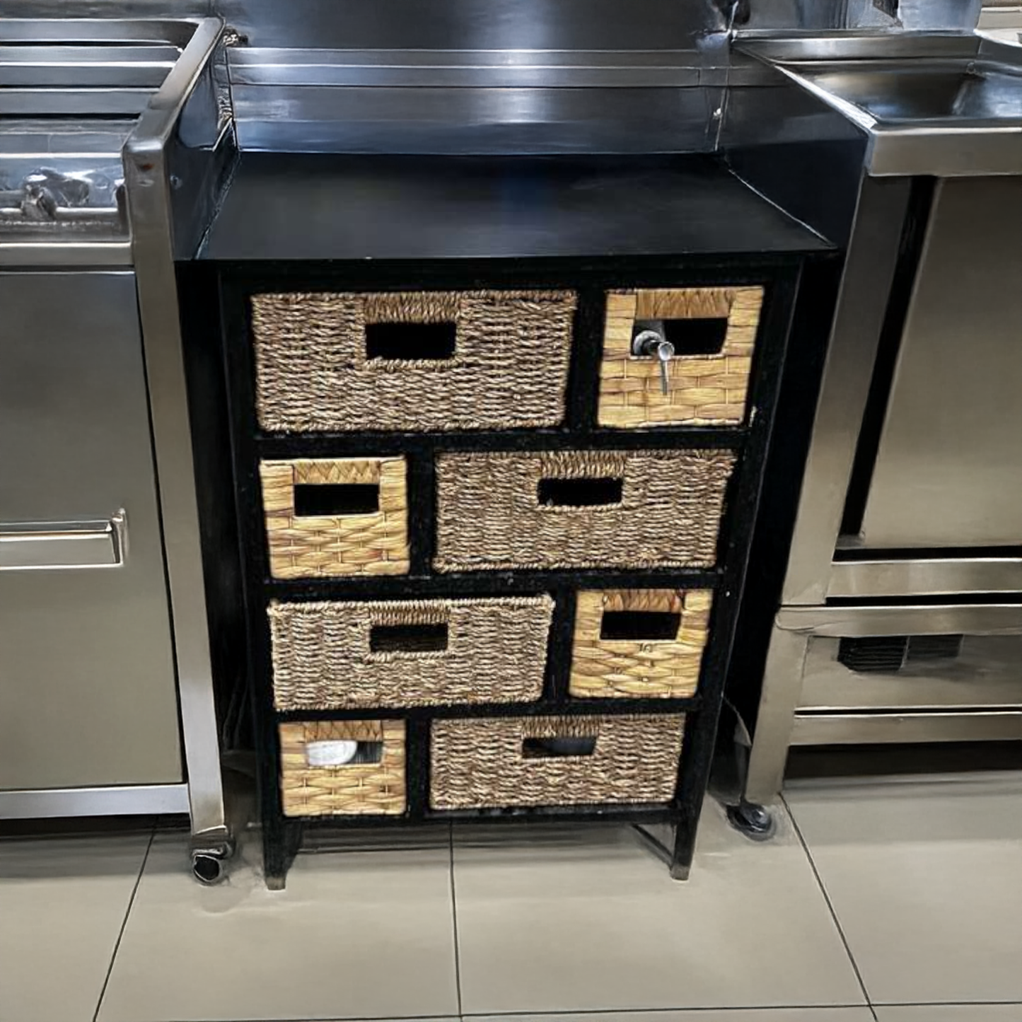 Remarkable Condition – Multi-Drawer Storage Cabinet Organizer – Woven Basket Drawers – Compact Storage Unit – Fully Functional!