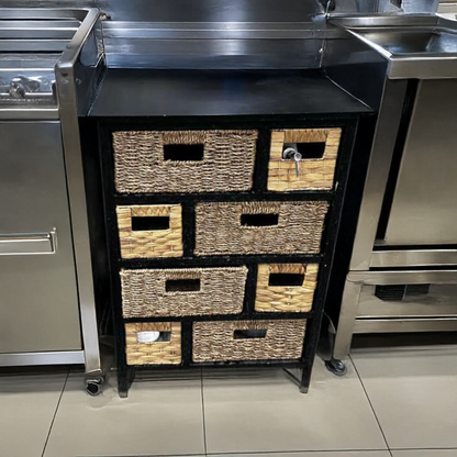 Remarkable Condition – Multi-Drawer Storage Cabinet Organizer – Woven Basket Drawers – Compact Storage Unit – Fully Functional!