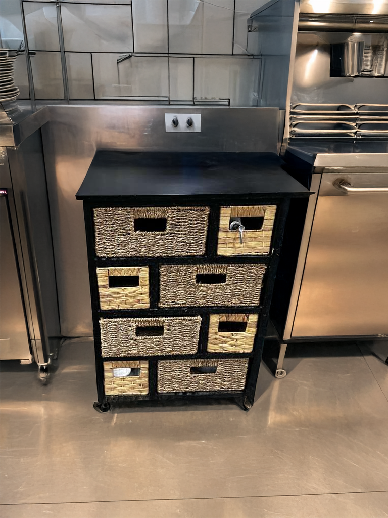 Remarkable Condition – Multi-Drawer Storage Cabinet Organizer – Woven Basket Drawers – Compact Storage Unit – Fully Functional!