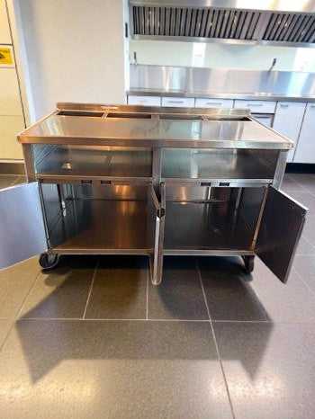 Exceptional Condition – Stainless Steel Work Table with Under Cabinet Storage – 57" x 31" x 38" – Mobile Commercial Prep / Service Cabinet – Fully Inspected & Ready for Use!