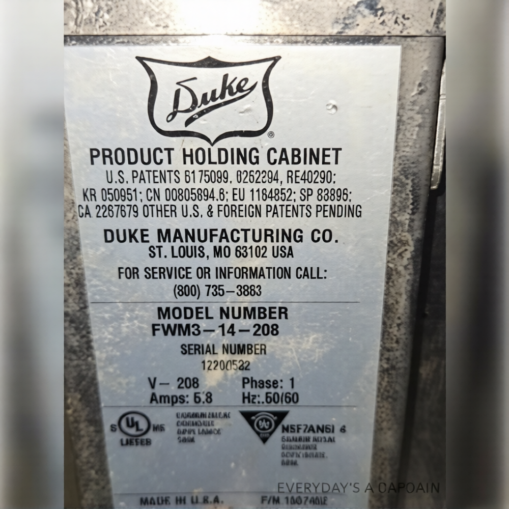 Superior Condition – Duke FWM3-14-208 – Product Holding Cabinet – Stainless Steel Heated Holding Unit – 208V – Fully Tested & Operational!