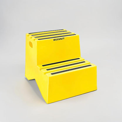 High-Grade Condition – Industrial 2-Step Safety Platform – 500 LB Capacity – Yellow Polyethylene – Anti-Slip Treads – Heavy-Duty Commercial Step Stool