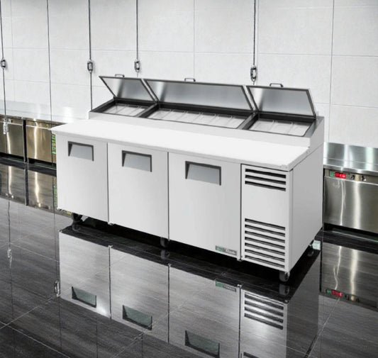 Superior Condition – True TPP-93 Commercial Pizza Prep Refrigerator – 93” Three Door – 115V – UL Listed – Fully Tested & Operational