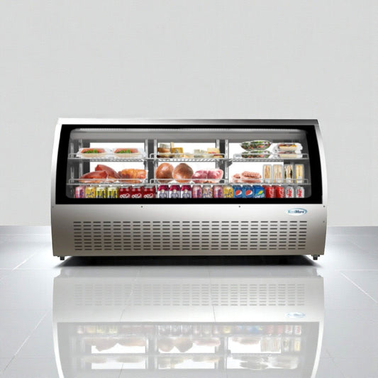 Brand New Condition – KoolMore RD32C-SS – 82" Refrigerated Deli Display Case – 32 Cu. Ft. – Stainless Steel – Curved Glass Front – 115V – ETL Sanitation Listed – Fully Tested & Operational!
