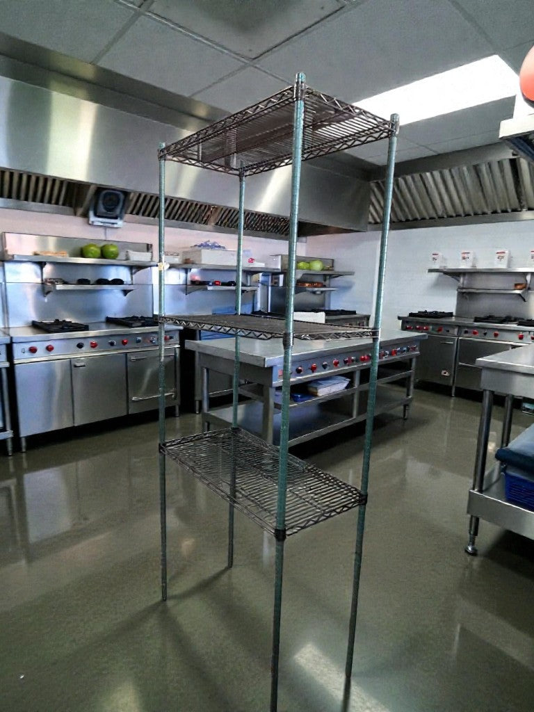 Excellent Condition – Commercial Wire Shelving Rack – 4-Tier – Heavy-Duty – NSF Style – Fully Inspected & Ready for Use!