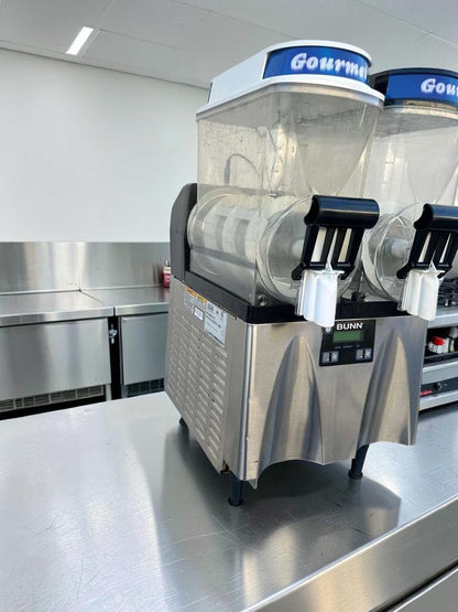 Superior Condition – BUNN ULTRA-2 HP – Twin 3 Gallon Commercial Frozen Beverage / Slush Machine – 120V – Stainless & Black – NSF Listed – Fully Tested & Operational!