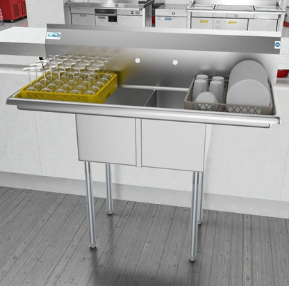 Brand New Premium Condition – KoolMore SB121610-12B3 – Commercial Two-Compartment Stainless Steel Sink with Dual Drainboards – NSF Certified – Never Used in Original Box!