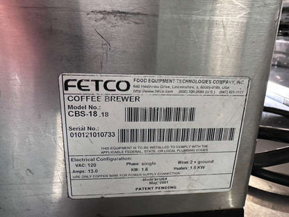 Top-Tier Condition – FETCO Millennia CBS-18 – Commercial Coffee Brewer – 120V – UL Listed – Fully Tested & Operational!
