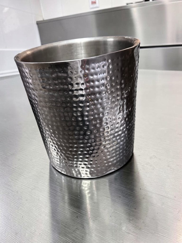Remarkable Condition – Hammered Silver-Finish Metal Container – 12.25″ Round Open-Top Decorative Vessel – Fully Inspected & Ready for Use!