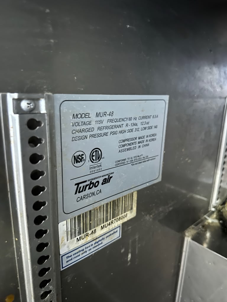 Exceptional Condition – Turbo Air MUR-48-N – 48" M3 Series Commercial Undercounter Refrigerator – 12.2 Cu. Ft. – 2 Doors – R290 – 115V – Fully Tested & Operational!