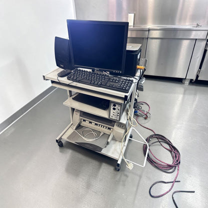 Optimal Condition – Complete Mobile Computer Workstation Bundle – Dell Monitor, Desktop Computer, Keyboard, Mouse, Printer, Speakers & Rolling Equipment Cart – Fully Tested & Operational!