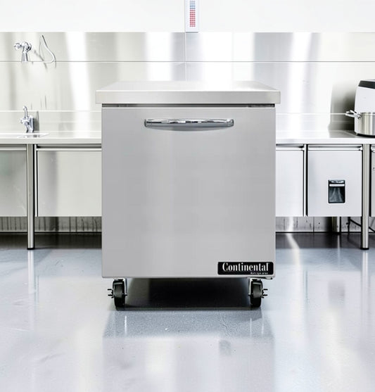 Exceptional Condition – Continental Undercounter Refrigerator – 1 Door – Commercial Stainless Steel – Fully Tested & Operational!
