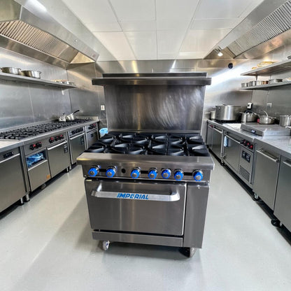 Exceptional Condition – Imperial IR-6 – 36" Commercial 6-Burner Gas Range with Standard Oven – 227,000 BTU – Fully Tested & Operational!