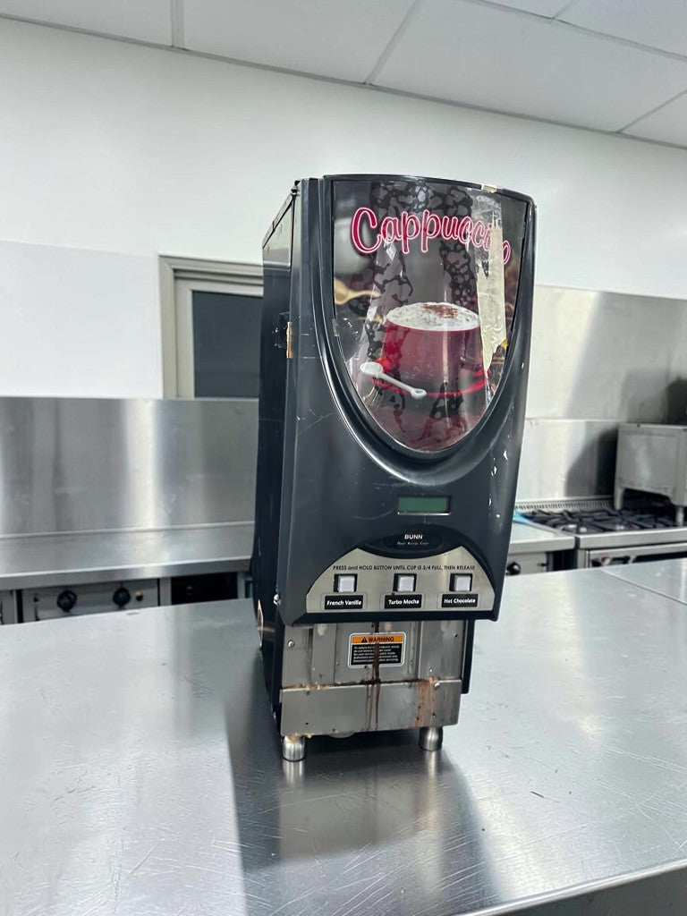 First-Class Condition – Bunn iMIX-3S+ 38600.0300 – 3-Hopper Hot Cappuccino / Powdered Beverage Dispenser – 120V – NSF & ETL Listed – Fully Tested & Operational!