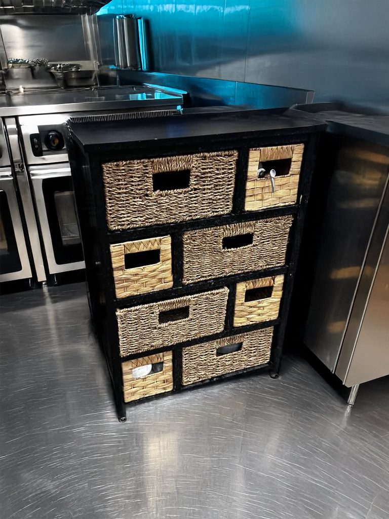 Remarkable Condition – Multi-Drawer Storage Cabinet Organizer – Woven Basket Drawers – Compact Storage Unit – Fully Functional!