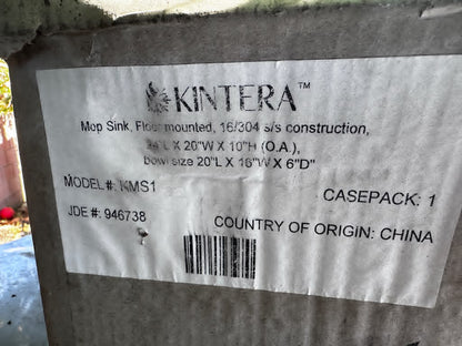Brand New Condition – Kintera KMS1 – Stainless Steel Floor-Mounted Mop Sink – 20" x 16" x 6" Bowl – 16 Gauge 304 Stainless Steel – NSF Certified – Ready for Immediate Use!