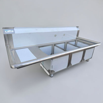 Brand New – KoolMore SC121610-16L3 Stainless Steel 3 Compartment Sink w/ Left Drainboard – Commercial Kitchen Sink – NSF Certified!