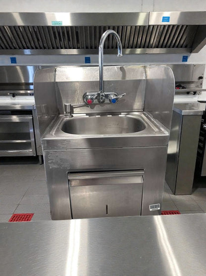 High-Grade Condition – Commercial Stainless Steel Hand Wash Sink – Gooseneck Faucet – Built-In Paper Towel Dispenser – Fully Tested & Operational!