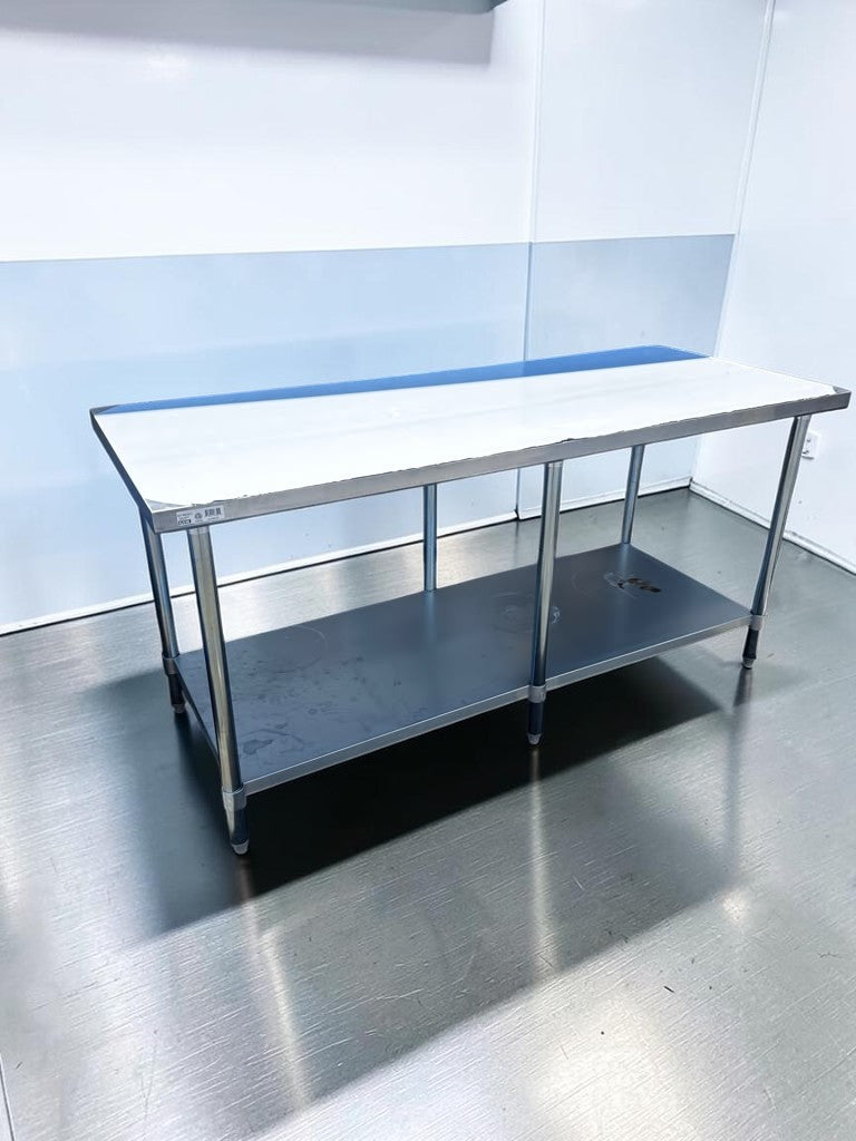 Brand New – GSW WT-EE3072 – 72" x 30" Economy Stainless Steel Work Table – Galvanized Undershelf – 6-Leg Design – ETL Certified – Brand New Scratch & Dent – Ready for Immediate Use!