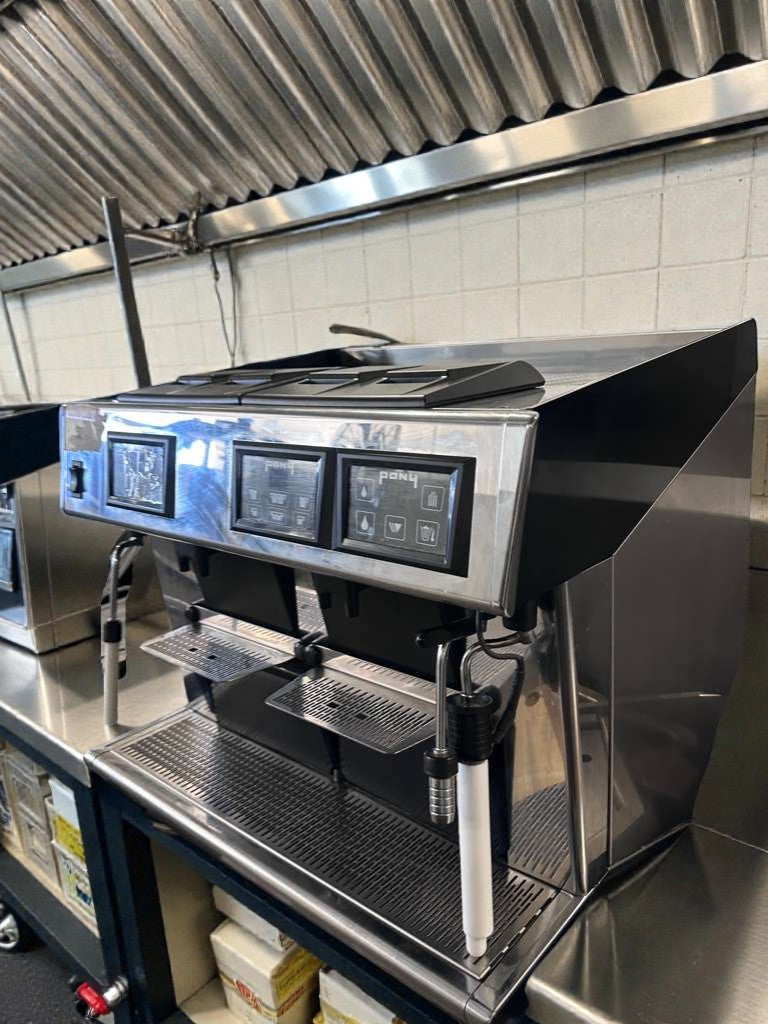 Premium Condition – Pony 2 Group Commercial Automatic Espresso Machine – Touchscreen Controls – Stainless Steel – Fully Tested & Operational!