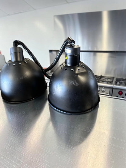 Superb Condition – ServIt HLR85BK – Retractable-Cord Ceiling-Mount Heat Lamps – Black 11¼-Inch Round Dome – 120V, 250W – Qty. 2 – Fully Tested & Operational!