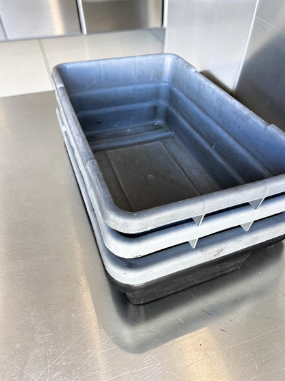 Dependable Condition – Uline Utility Tote Lot – Qty 4 – 22" x 17" x 7" Gray Commercial Plastic Storage Tubs – NSF Certified – Ready for Restaurant Use!