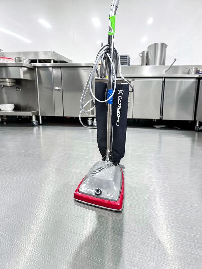 High-Quality Condition – Sanitaire TRADITION Heavy-Duty Commercial Upright Vacuum – 12" Cleaning Path – Shake-Out Bag – Chrome Hood – Fully Tested & Operational!