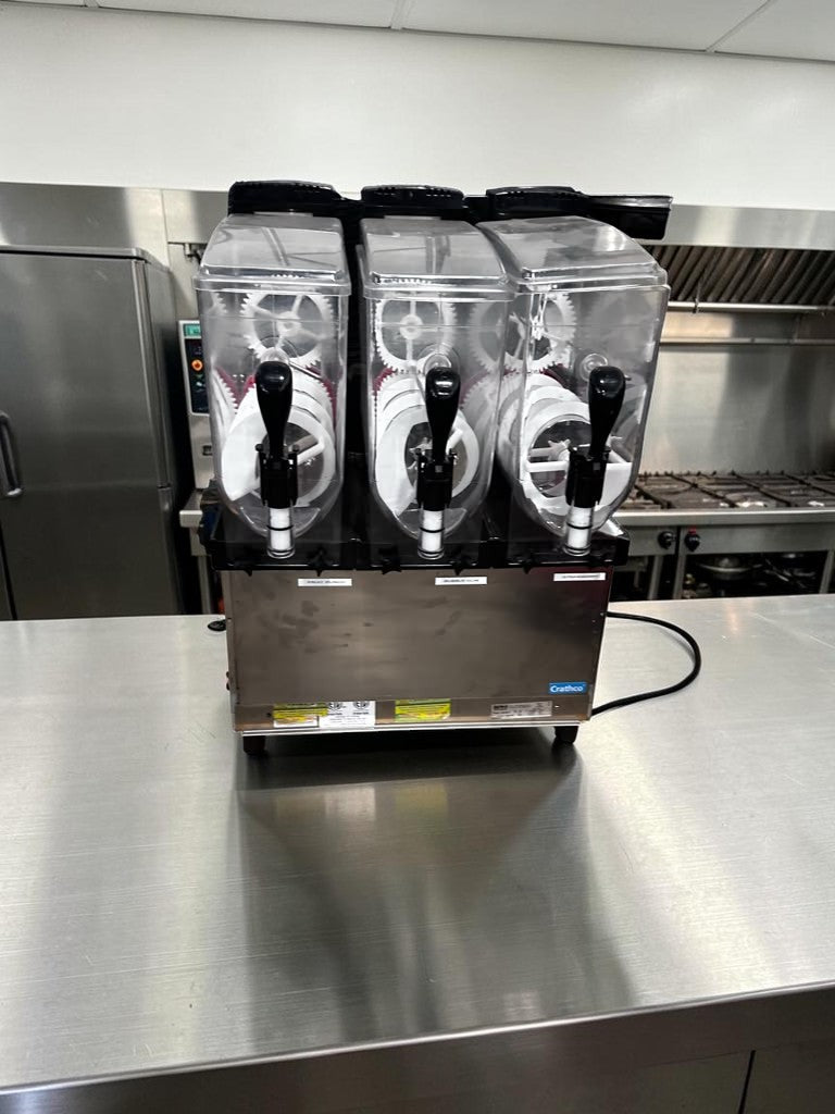 Superior Condition – Crathco Frosty Dream 3 (1206-011) – Triple 3.2-Gallon Pourover Granita / Slushy / Frozen Beverage Machine – 115V – Fully Tested & Operational!