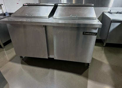 Superior Condition – Continental Refrigerator SW60N12 – Commercial Refrigerated Sandwich / Salad Prep Table – 60" – 2 Door – Fully Tested & Operational!