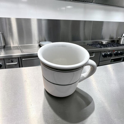 Flawless Condition – Tuxton TGB-038 Green Bay – 9 oz Commercial Canton Coffee Mugs – Fully Vitrified China – Green Band – Brand New!