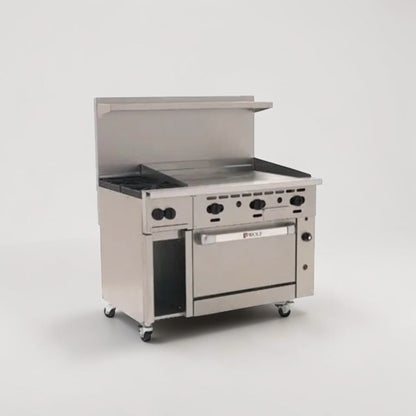 Superior Condition – Wolf C48S-2B36G – 48" Gas Restaurant Range – 2 Open Burners – 36" Griddle – Standard Oven & Cabinet Base – 155,000 BTU – Fully Tested & Operational!
