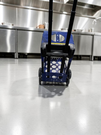 Excellent Condition – ZUCA Sport Frame – Built-In Seat Rolling Cart Frame – Navy Blue – Flashing Wheels – Fully Inspected & Ready for Use!
