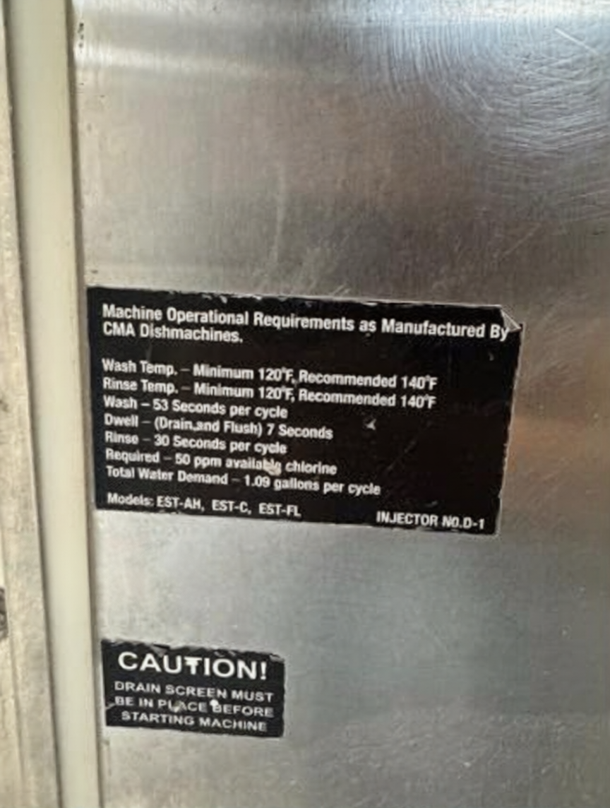 Flawless Condition – CMA Energy Saver EST Series – Commercial Door-Type Dishwasher – 208–230V, 1 HP – ENERGY STAR® - Fully Tested & Operational!