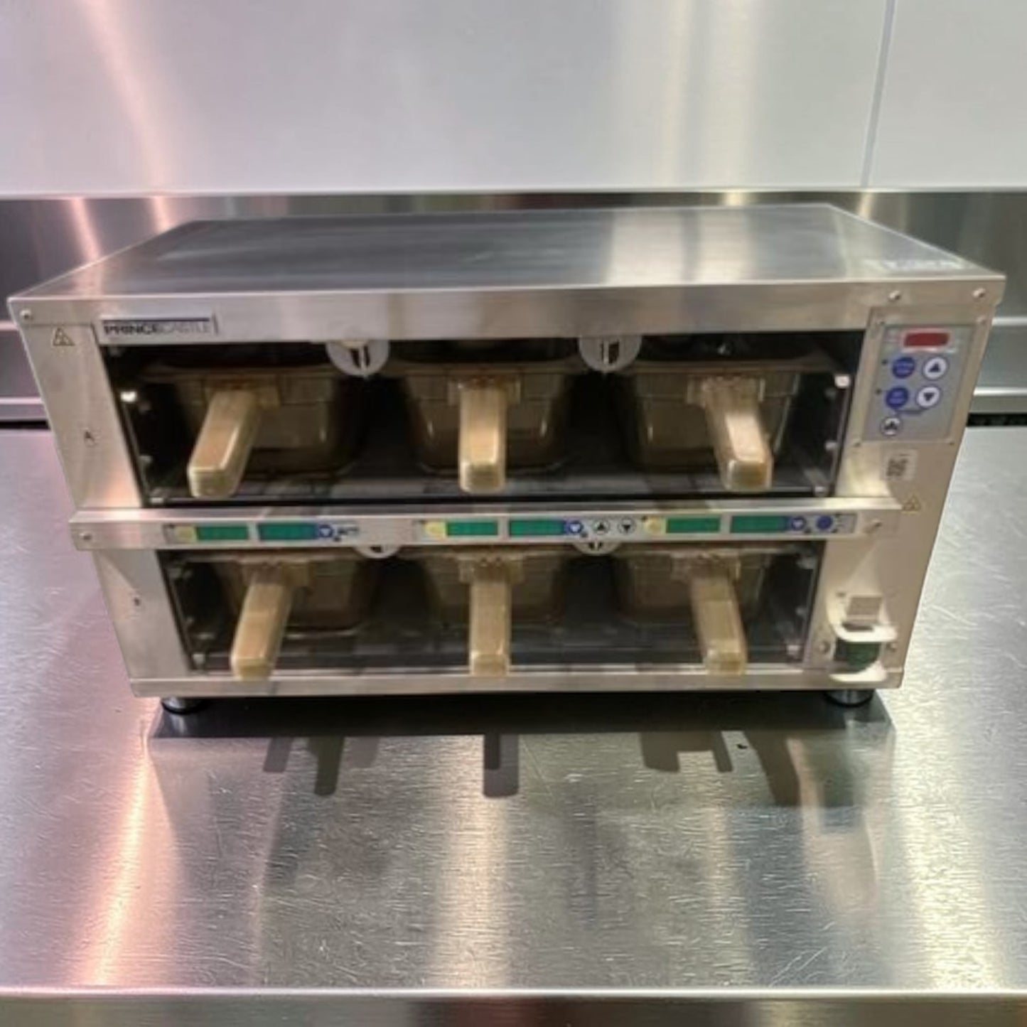 Exceptional Condition – Prince Castle EHBP23 Holding Bin System – Dual Lane Heated Food Holding Station – Stainless Steel – Fully Tested & Operational!