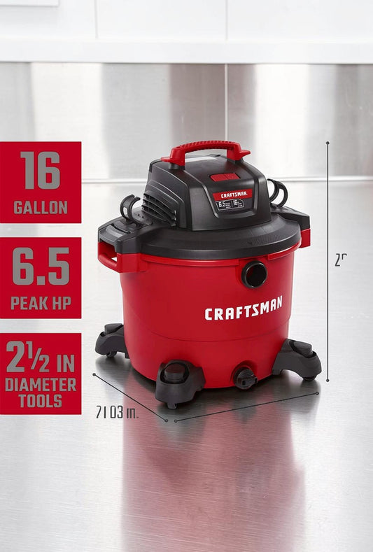 Dependable Condition – Craftsman CMXEVBE17595 – 16 Gallon 6.5 Peak HP Wet/Dry Shop Vacuum – Heavy-Duty Portable Vac – Fully Tested & Operational!