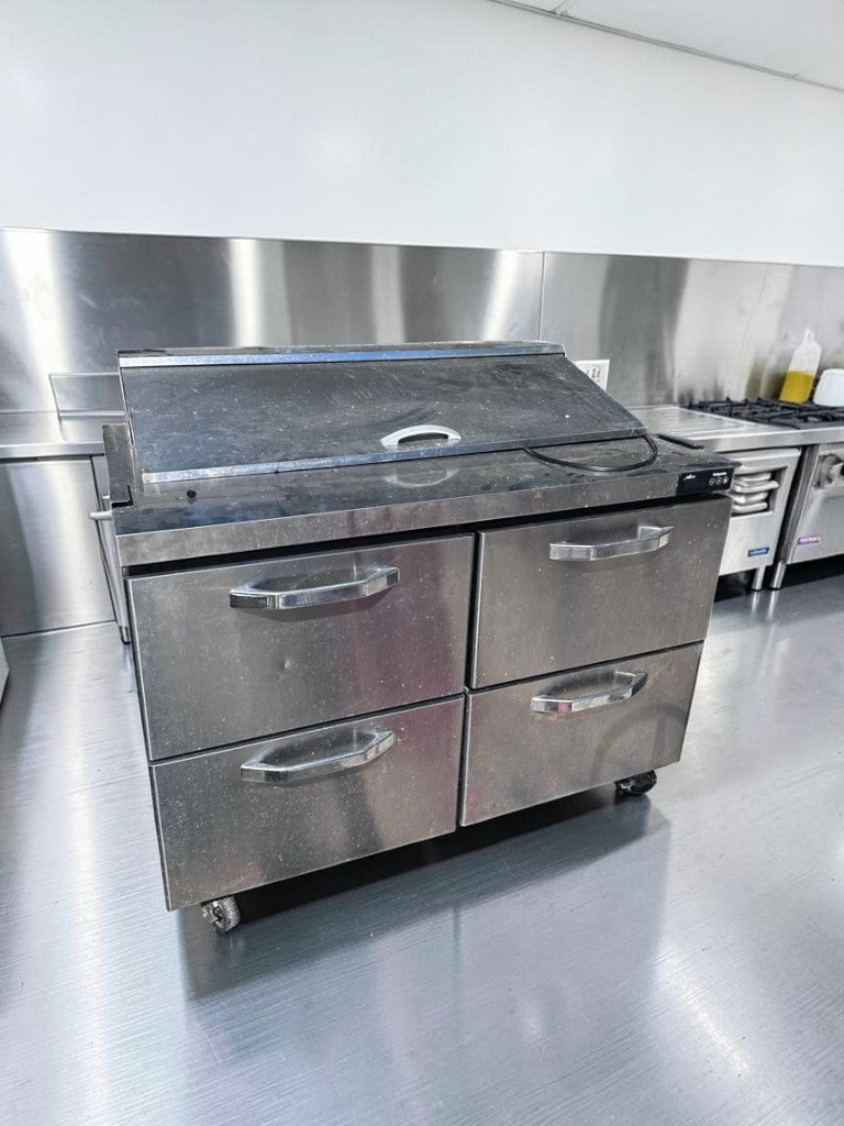 High-Quality Condition – Blue Air BLPT48-D4-HC – 48" Two-Section Sandwich & Salad Prep Table – 4 Drawers – 12 Pan Capacity – 13.1 Cu. Ft. – 115V – ETL / NSF Listed – Fully Tested & Operational!