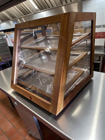 Remarkable Condition – Wooden Countertop Pastry Display Case – 2-Tier Bakery Merchandiser – Glass Display – Fully Tested & Operational!
