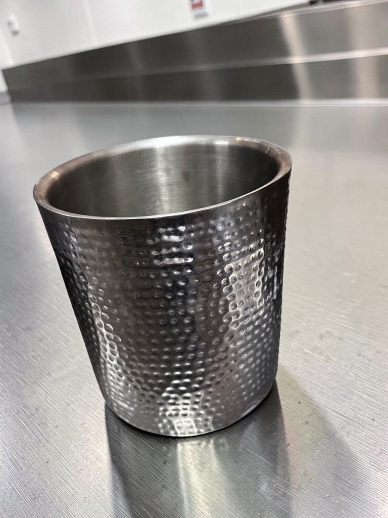 Remarkable Condition – Hammered Silver-Finish Metal Container – 12.25″ Round Open-Top Decorative Vessel – Fully Inspected & Ready for Use!