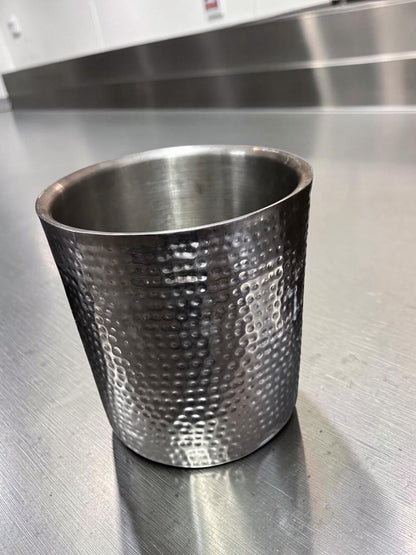 Remarkable Condition – Hammered Silver-Finish Metal Container – 12.25″ Round Open-Top Decorative Vessel – Fully Inspected & Ready for Use!