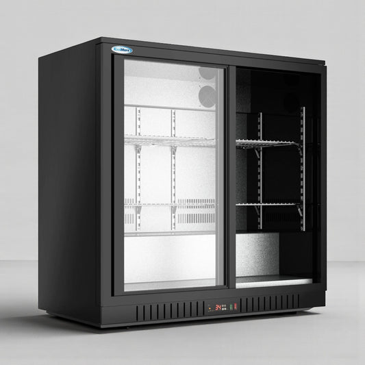 Brand New Premium Condition – KoolMore BC-2DSL-BK – 35 in. Two-Door Back Bar Refrigerator – 7.4 Cu. Ft. – ETL Listed – Never Used in Original Box!