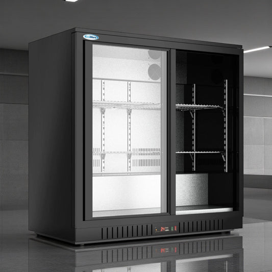 Brand New Premium Condition – KoolMore BC-2DSL-BK – 35 in. Two-Door Back Bar Refrigerator – 7.4 Cu. Ft. – ETL Listed – Never Used in Original Box!