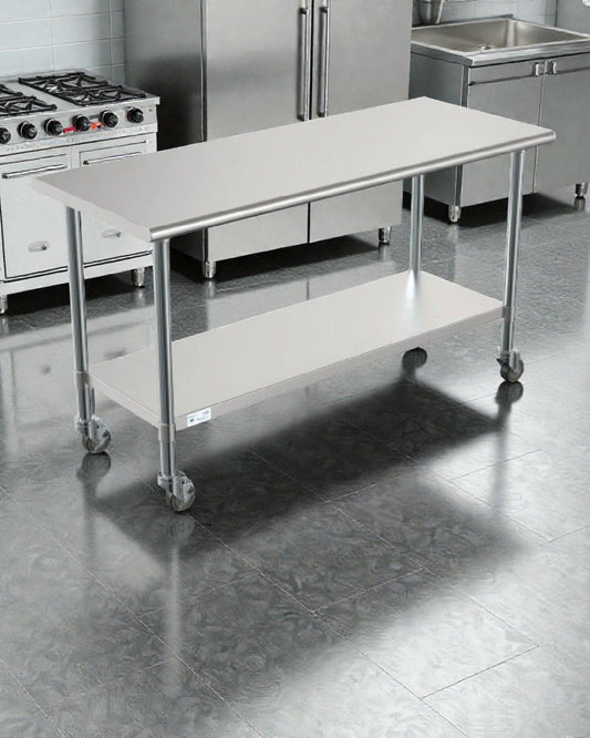 Brand New Premium Condition – KoolMore CT2460-18C – Stainless Steel Commercial Work Table with Casters – 24" x 60" – NSF Certified – New in Original Box
