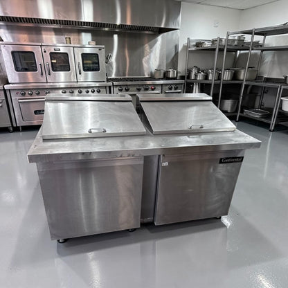 Superior Condition – Continental Refrigerator DL60-24M – 60″ Two-Door Mighty Top Refrigerated Sandwich Prep Table – 17 Cu. Ft. – Fully Tested & Operational!