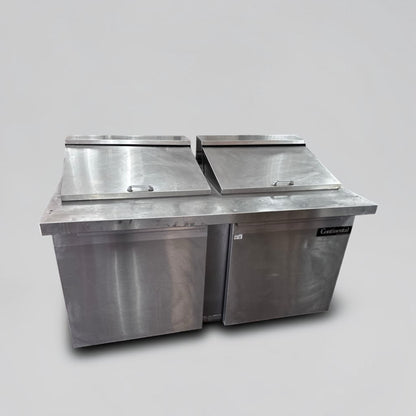Superior Condition – Continental Refrigerator DL60-24M – 60″ Two-Door Mighty Top Refrigerated Sandwich Prep Table – 17 Cu. Ft. – Fully Tested & Operational!