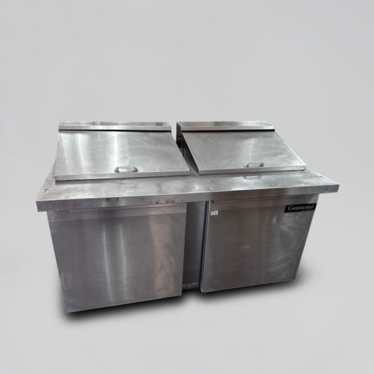 Superior Condition – Continental Refrigerator DL60-24M – 60″ Two-Door Mighty Top Refrigerated Sandwich Prep Table – 17 Cu. Ft. – Fully Tested & Operational!