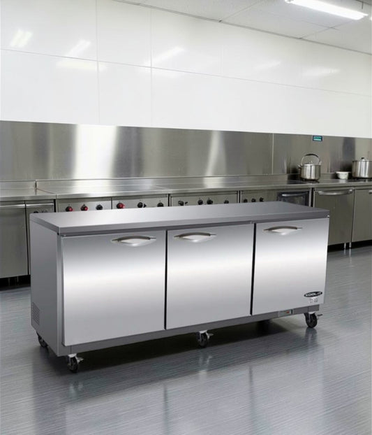 Brand New Condition – Ikon IUC72F – Commercial Undercounter Freezer – 72 in Stainless Steel – 3 Door Freezer Worktop – ETL & NSF Listed !