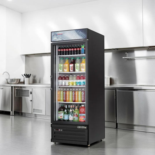 Immaculate Condition – Everest EMGR24B – 28 3/8" One-Section Glass Door Merchandiser Refrigerator – 25 Cu. Ft. – 115V – NSF & ETL Listed – Fully Tested & Operational!